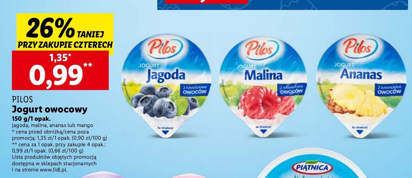 Jogurt malina Pilos promocja