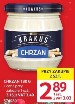 Chrzan Krakus 180 g promocja w Selgros