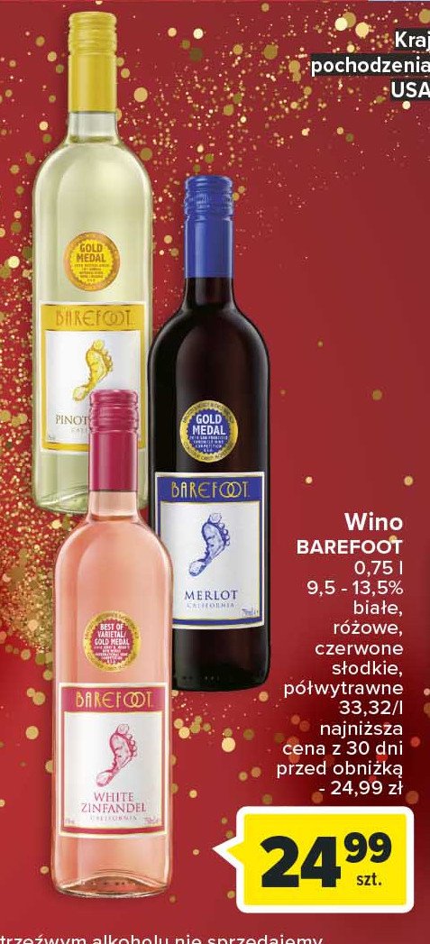 Wino Barefoot merlot promocja