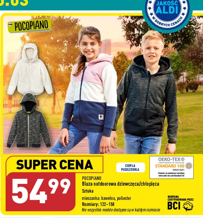 Bluza dziewczęca outdoorowa 122-152 Pocopiano promocja