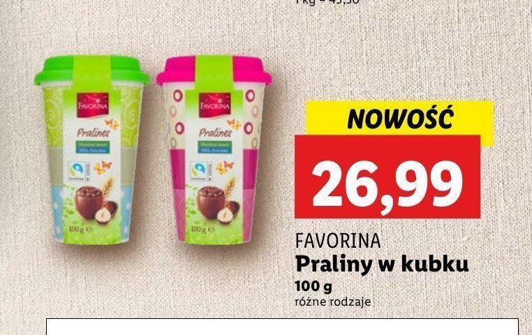 Praliny w kubku deserowe Favorina promocja