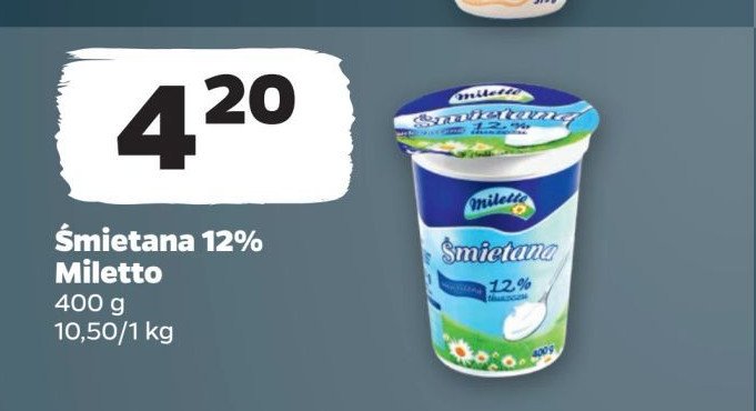 Śmietana 12 % Miletto promocja