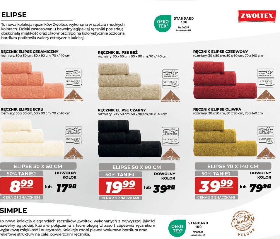 R臋cznik elipse 30 x 50 cm czerwony Zwoltex promocja
