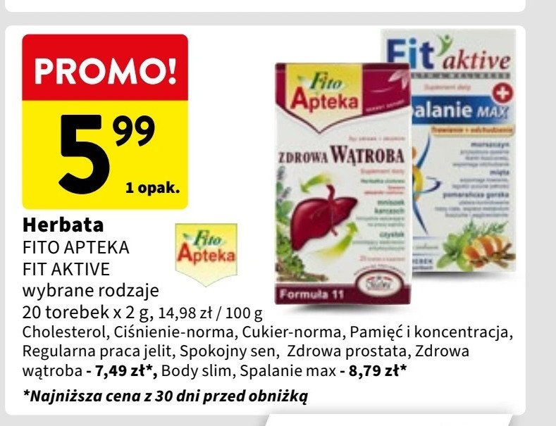 Herbatka ziołowa spalanie max Malwa fito apteka Malwa tea promocja w Intermarche