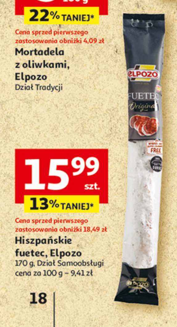 Fuet hiszpański ELPOZO promocja w Auchan