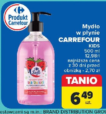 Mydło w płynie dla dzieci truskawkowe Carrefour soft promocja