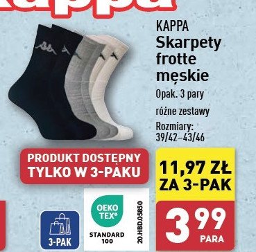 Skarpety frotte 39/42-43/46 Kappa promocja w Aldi