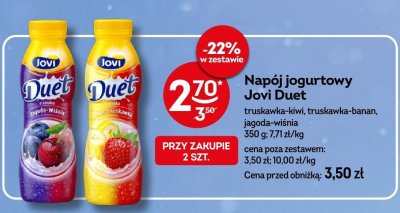 Napój jogurtowy Jovi Duet truskawka-kiwi, truskawka-banan, jagoda-wiśnia promocja w Żabka