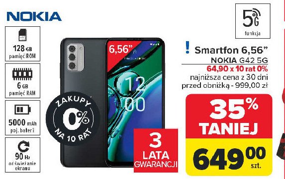 Smartfon g42 Nokia promocja w Carrefour Market