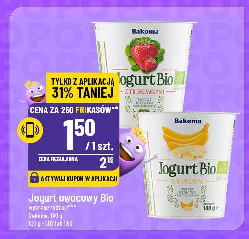 Jogurt truskawka Bakoma jogurt bio promocja