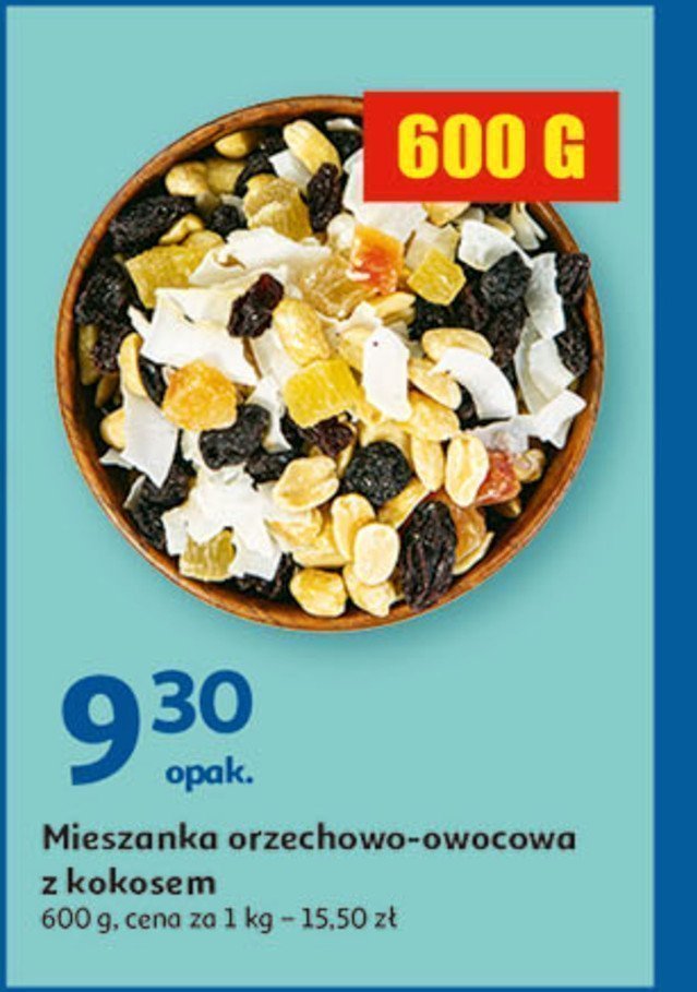 Mieszanka orzechowo-owocowa z kokosem promocja w Auchan