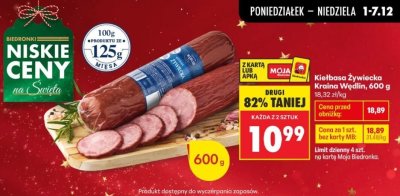 Kiełbasa żywiecka Kwina Wedlin, 600 g promocja w Biedronka