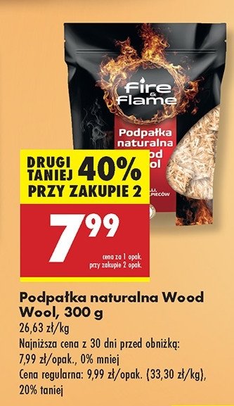 Podpa艂ka do grilla we艂na drzewna Fire & flame promocja