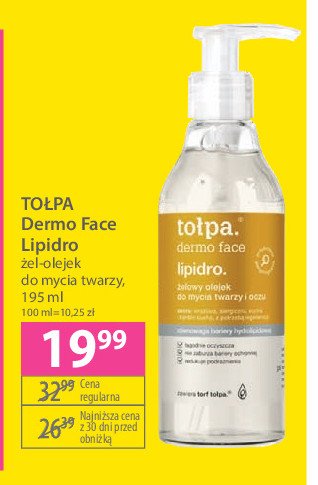 Żelowy olejek do mycia twarzy i oczu Tołpa: dermo face, lipidro promocja