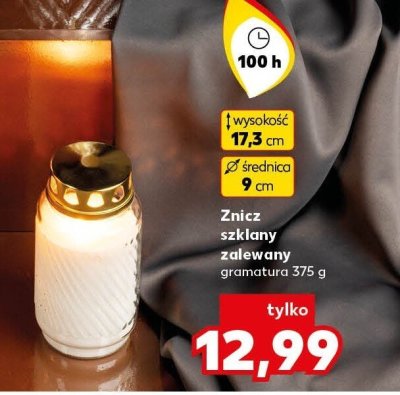 Znicz szklany zalewany Kaufland promocja