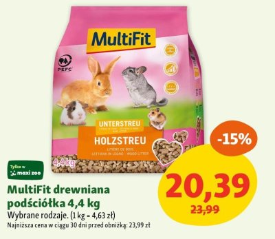 Podściółka MultiFit drewniana 4,4 kg promocja w MAXI ZOO