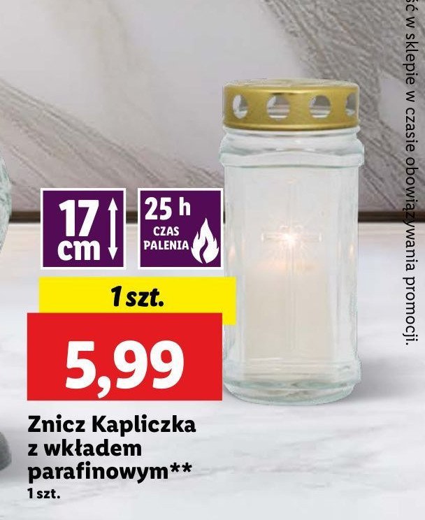 Znicz kapliczka z wkładem parafinowym promocja