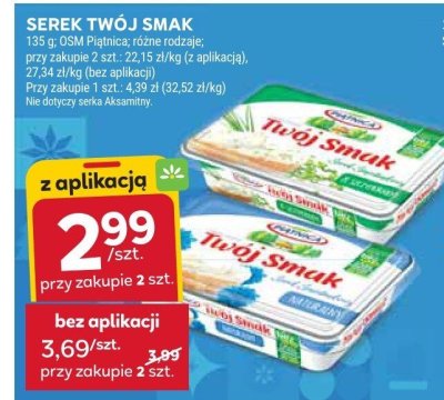 Serek SEREK TWÓJ SMAK różne rodzaje promocja w Stokrotka