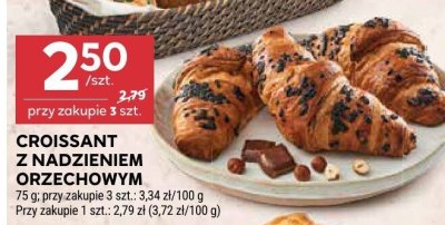 Croissant z nadzieniem orzechowym 75 g, przy zakupie 3 szt.: 3,24 zł/100 g promocja w Stokrotka