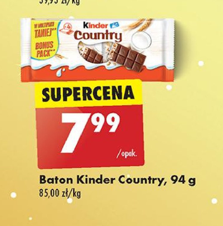 Baton Kinder Country promocja w Biedronka