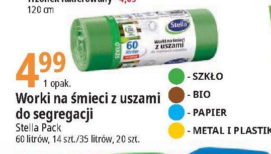 Worki na 艣mieci do segregacji odpad贸w 60 l bio Stella promocja
