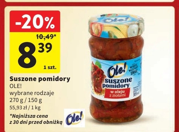 Suszone pomidory w oleju z ziołami Ole! promocja