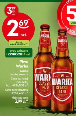 Piwo Warka Classic butelka zwrotna 0.5l promocja w Żabka