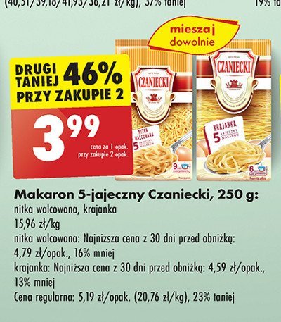 Makaron 5-jajeczny nitka walcowana Czaniecki promocja