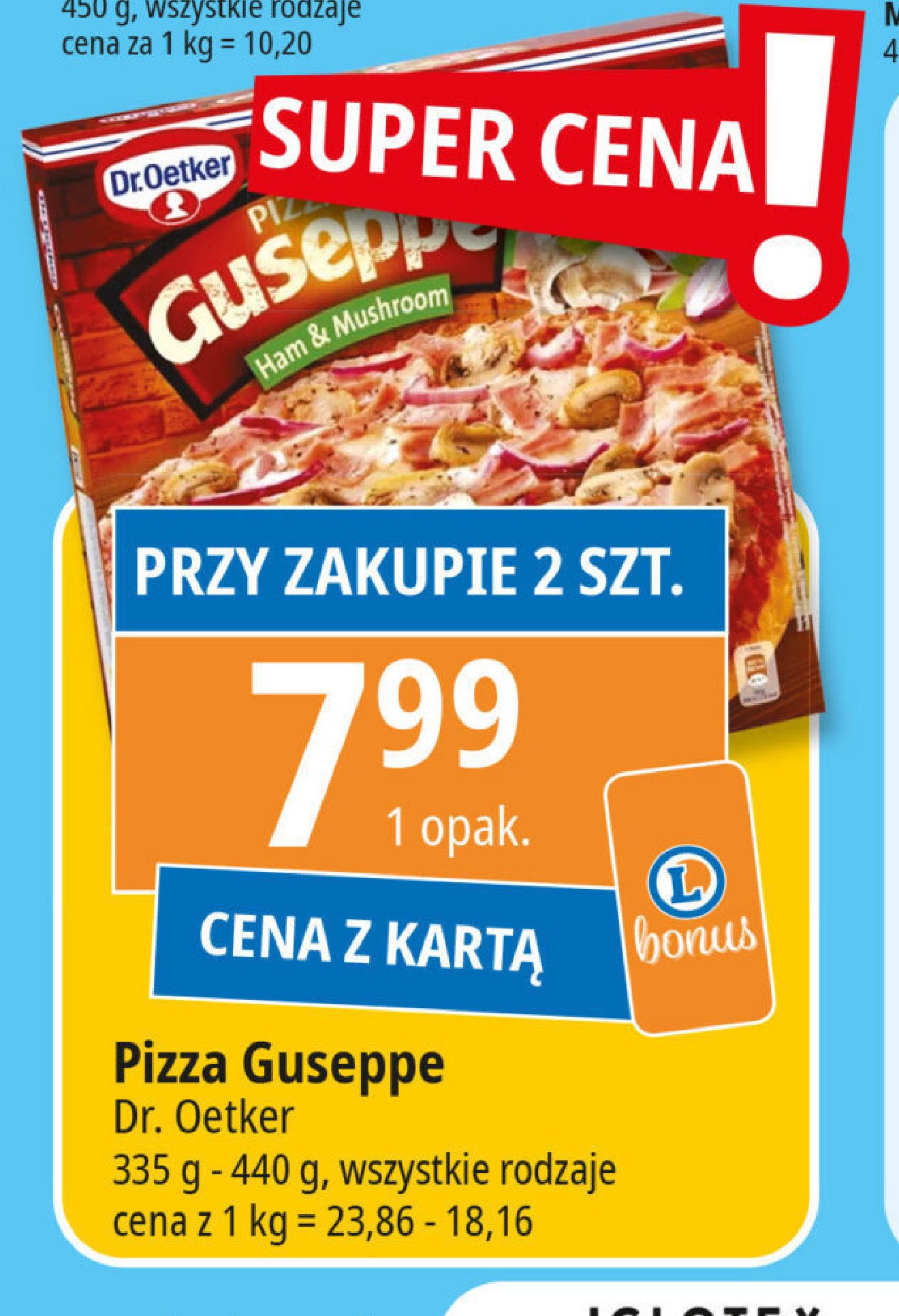 Pizza guseppe z szynką i pieczarkami Dr. oetker promocja