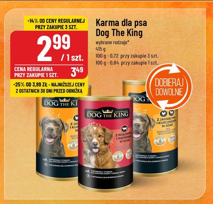 Karma dla psa z kurczakiem i jagnięciną w galarecie Dog the king promocja