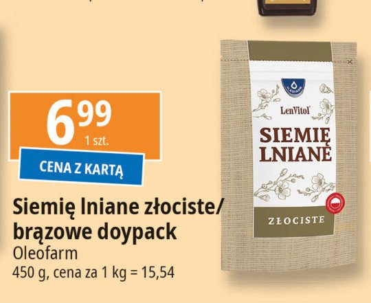 Siemię lniane brązowe Oleofarm promocja w Leclerc