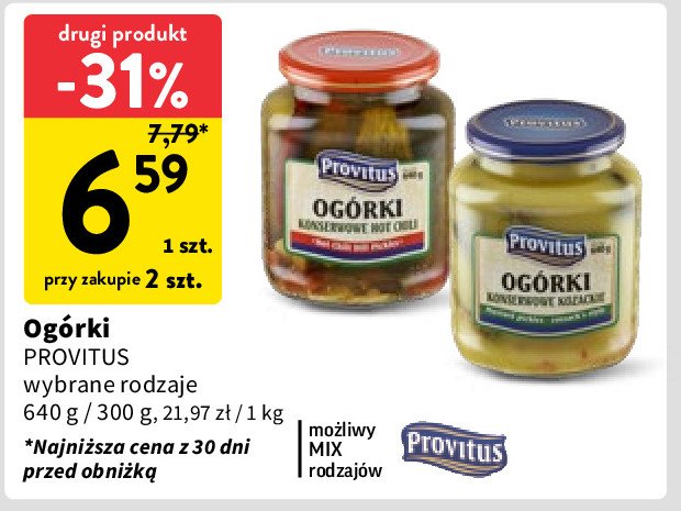 Ogórki konserwowe kozackie Provitus promocja w Intermarche