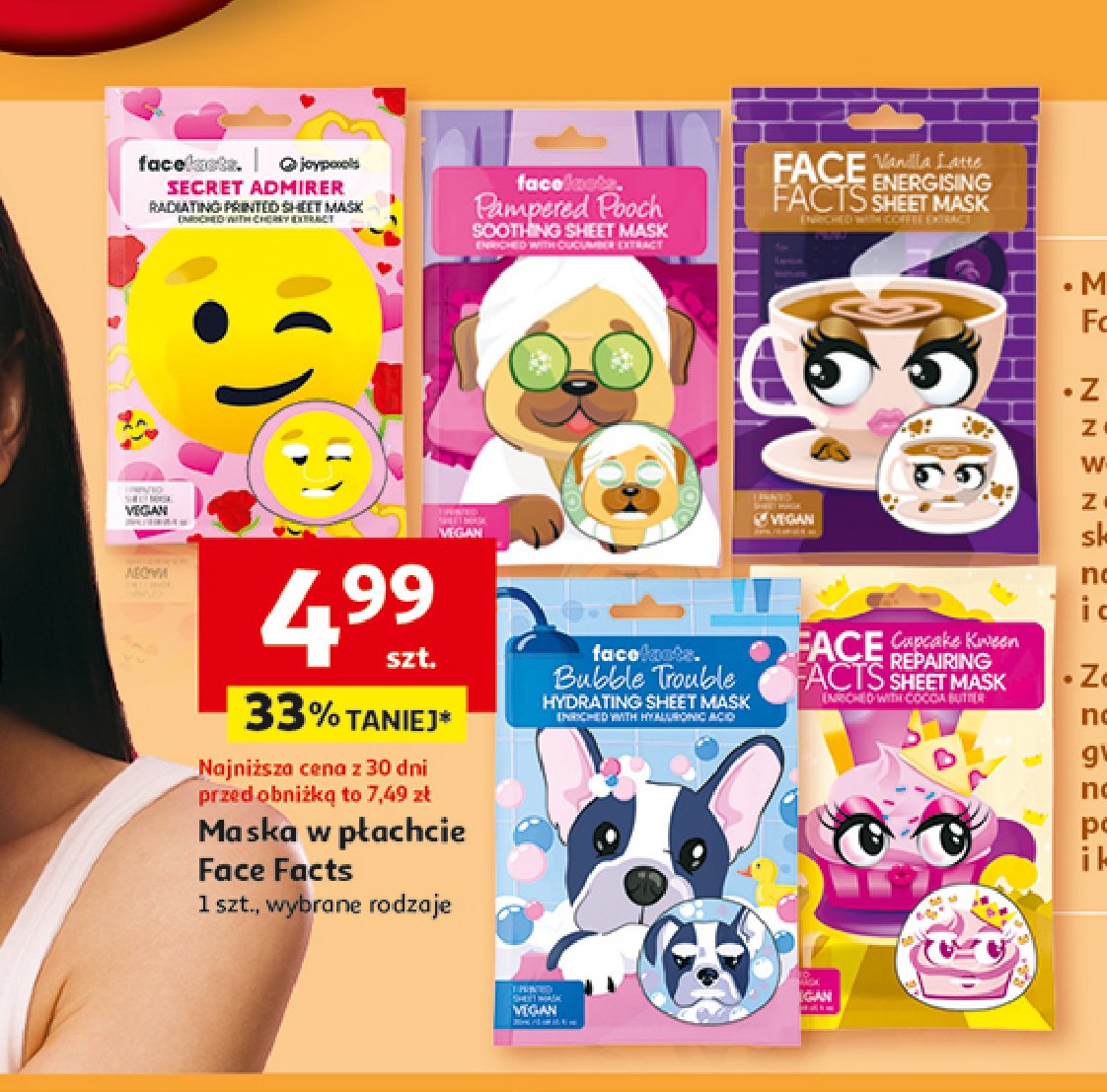 Maseczka do twarzy w płachcie bubble trouble FACE FACTS promocja w Auchan