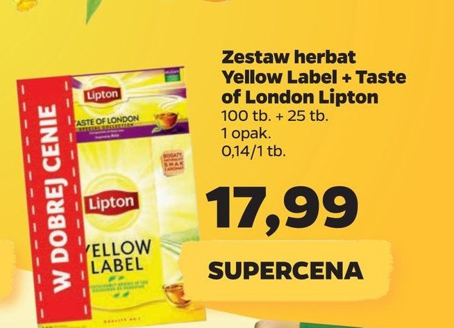 Zestaw herbat: herbata yellow label 100x + taste of london 25x Lipton zestaw herbat promocja