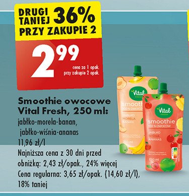 Smoothie jabłko-wiśnia-ananas Vital fresh smoothie promocja