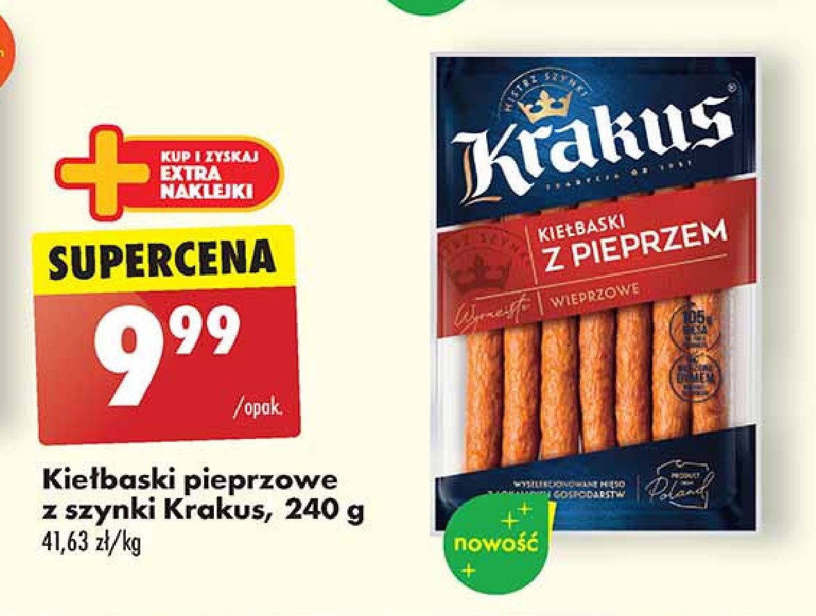 Kiełbaski z pieprzem wieprzowe Krakus animex promocja