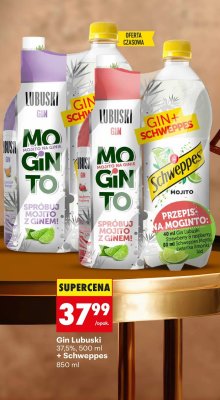 Gin Lubuski 37,5%, 500 ml + Schweppes 850 ml promocja w Biedronka