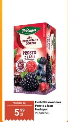 Herbatka owocowa Prosto z lasu Herbapol 20 torebek promocja w Biedronka