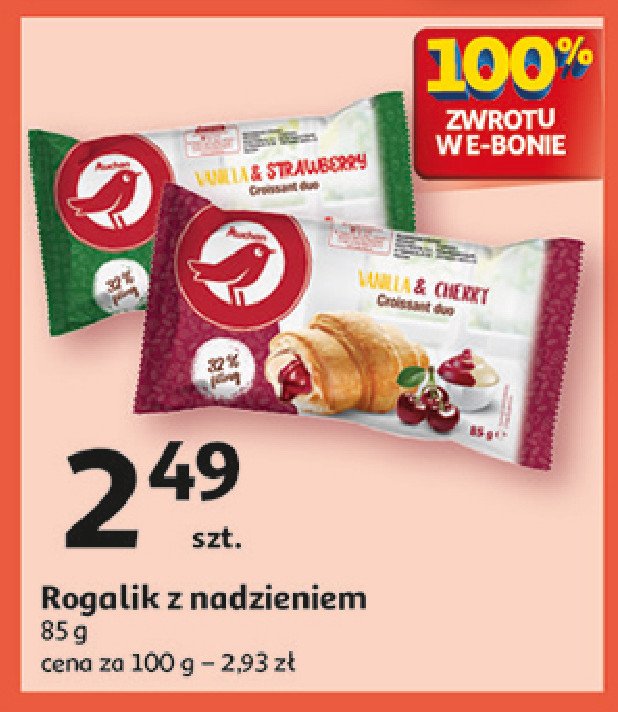 Rogal z nadzieniem waniliowo - wiśniowym Auchan promocja