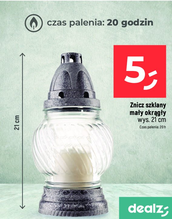 Znicz szklany wys. 21 cm promocja