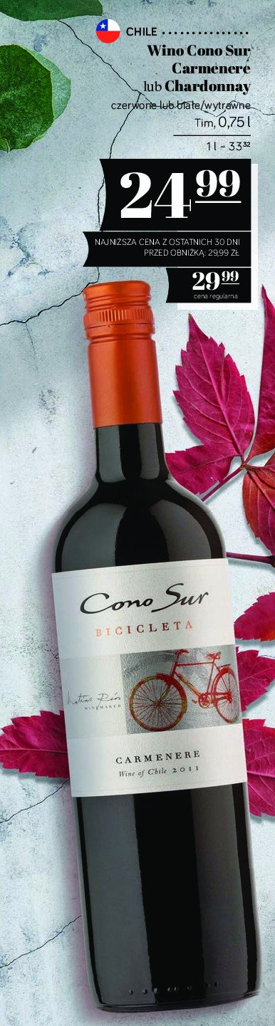 Wino Cono sur bicicleta carmenere promocja