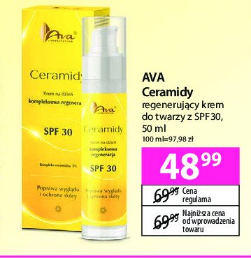 Krem do twarzy regenerujący spf30 Ava ceramidy promocja