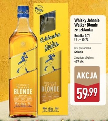 Whisky Johnnie Walker Blonde ze szklanką promocja w Aldi