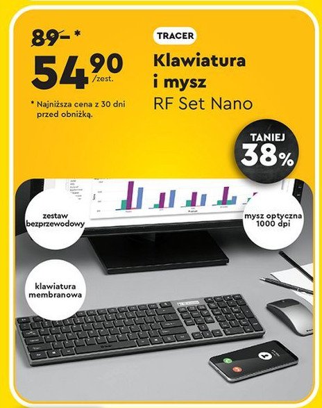 Klawiatura + mysz rf nano Tracer promocja