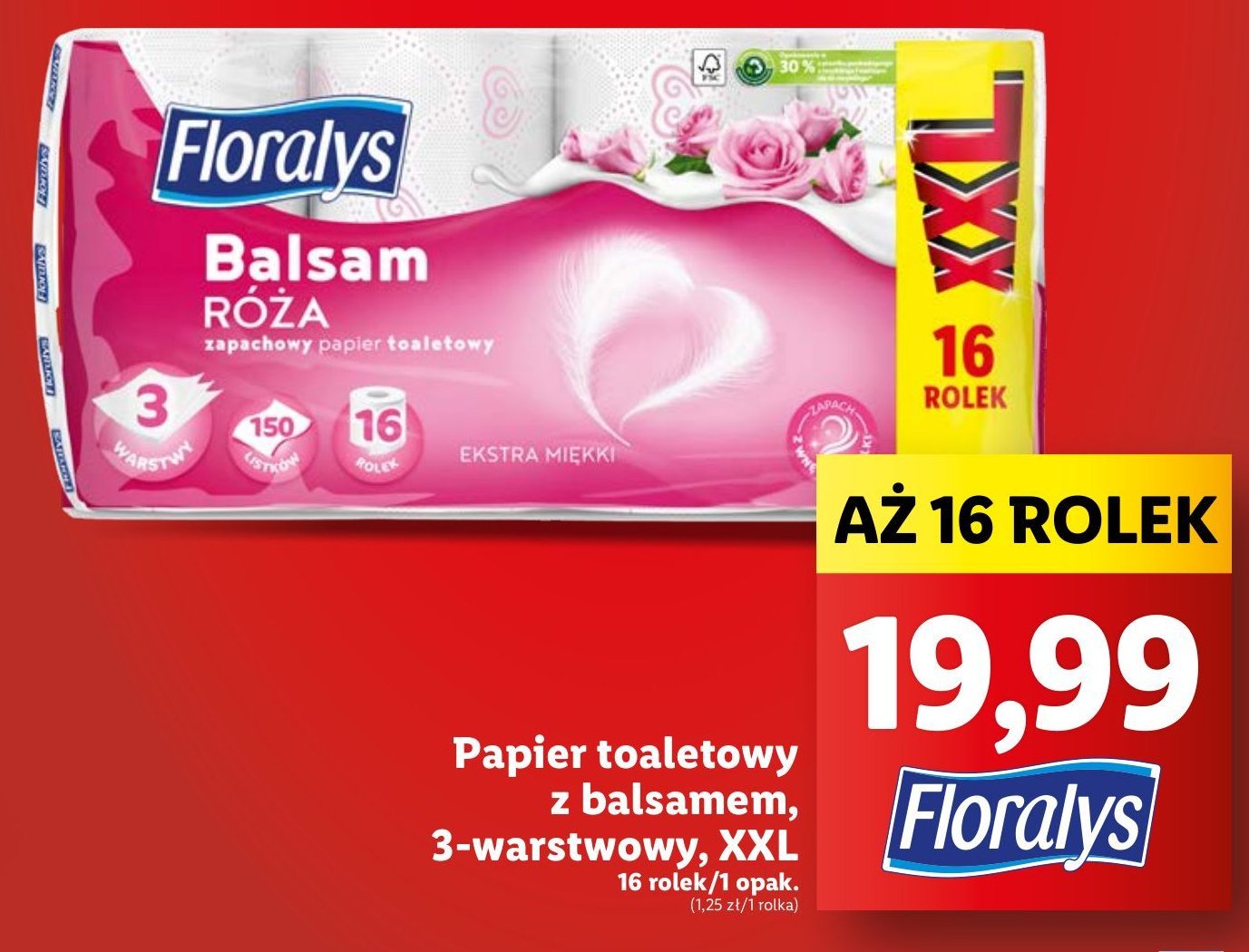 Papier toaletowy balsam róża Floralys promocja