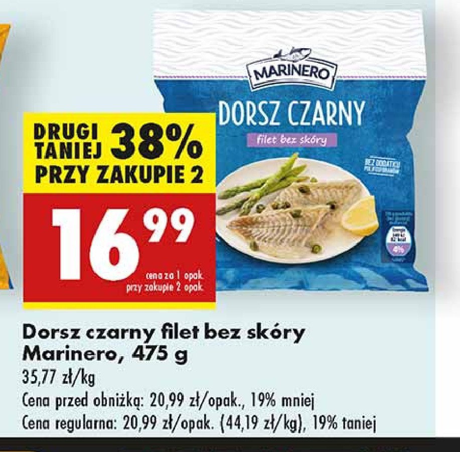 Dorsz atlantycki filet bez skóry Marinero promocja w Biedronka