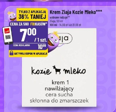 Krem Złaja Kozie Mleko nawilżający cera sucha skłonna do zmarszczek promocja w POLOmarket