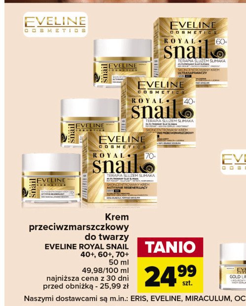 Krem do twarzy intensywnie przeciwzmarszczkowy 40+ Eveline royal snail promocja