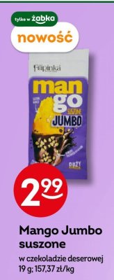 Mango Jumbo suszone w czekoladzie deserowej promocja w Żabka