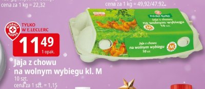 Jaja z chowu na wolnym wybiegu kl. M promocja w Leclerc